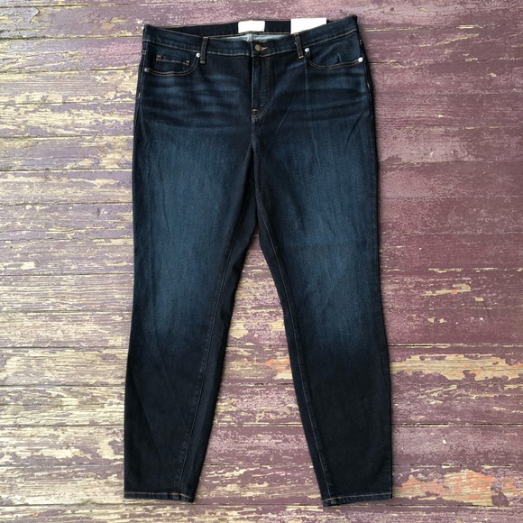 Everlane Mid Rise Skinny Jeans Dark Wash Deep Blue NWT 35 Tall Stretch - Picture 1 of 16